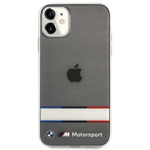 Заредете изображение във визуализатора на галерията – Etui BMW BMHCN61SHTWK iPhone 11 6,1" / Xr transparent hardcase Tricolor Stripes - TopMag

