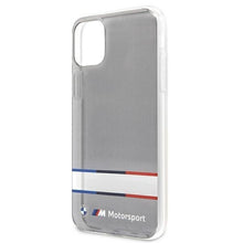 Заредете изображение във визуализатора на галерията – Etui BMW BMHCN61SHTWK iPhone 11 6,1" / Xr transparent hardcase Tricolor Stripes - TopMag
