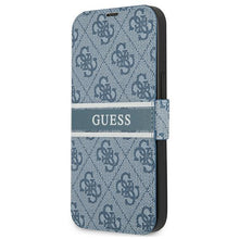 Заредете изображение във визуализатора на галерията – Guess GUBKP13L4GDBL iPhone 13 Pro / 13 6,1" niebieski/blue book 4G Stripe - TopMag
