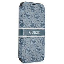 Заредете изображение във визуализатора на галерията – Guess GUBKP13L4GDBL iPhone 13 Pro / 13 6,1" niebieski/blue book 4G Stripe - TopMag
