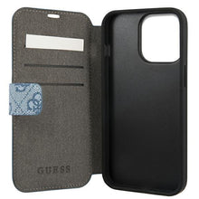 Заредете изображение във визуализатора на галерията – Guess GUBKP13L4GDBL iPhone 13 Pro / 13 6,1" niebieski/blue book 4G Stripe - TopMag
