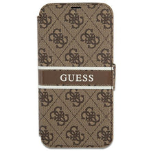 Заредете изображение във визуализатора на галерията – Guess GUBKP13L4GDBR iPhone 13 Pro / 13 6,1" brązowy/brown book 4G Stripe - TopMag
