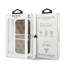 Заредете изображение във визуализатора на галерията – Guess GUBKP13L4GDBR iPhone 13 Pro / 13 6,1" brązowy/brown book 4G Stripe - TopMag

