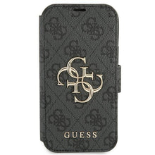 Заредете изображение във визуализатора на галерията – Guess GUBKP13S4GMGGR iPhone 13 mini 5,4" szary/grey book 4G Big Metal Logo - TopMag

