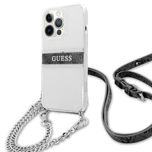 Заредете изображение във визуализатора на галерията – Guess GUHCP13LKC4GBSI iPhone 13 Pro / 13 6,1" Transparent hardcase 4G Grey Strap Silver Chain - TopMag

