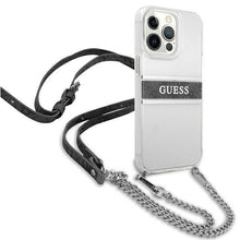 Заредете изображение във визуализатора на галерията – Guess GUHCP13LKC4GBSI iPhone 13 Pro / 13 6,1" Transparent hardcase 4G Grey Strap Silver Chain - TopMag
