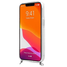 Заредете изображение във визуализатора на галерията – Guess GUHCP13LKC4GBSI iPhone 13 Pro / 13 6,1" Transparent hardcase 4G Grey Strap Silver Chain - TopMag

