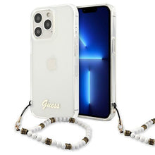Заредете изображение във визуализатора на галерията – Guess GUHCP13LKPSWH iPhone 13 Pro / 13 6,1" Transparent hardcase White Pearl - TopMag
