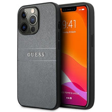 Заредете изображение във визуализатора на галерията – Guess GUHCP13LPSASBGR iPhone 13 Pro / 13 6,1&quot; szary/grey Saffiano Strap - TopMag
