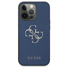 Заредете изображение във визуализатора на галерията – Guess GUHCP13LSA4GSBL iPhone 13 Pro / 13 6,1" niebieski/blue hardcase Saffiano 4G Metal Logo - TopMag
