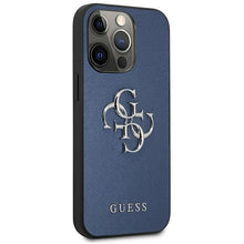 Заредете изображение във визуализатора на галерията – Guess GUHCP13LSA4GSBL iPhone 13 Pro / 13 6,1" niebieski/blue hardcase Saffiano 4G Metal Logo - TopMag
