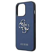 Заредете изображение във визуализатора на галерията – Guess GUHCP13LSA4GSBL iPhone 13 Pro / 13 6,1" niebieski/blue hardcase Saffiano 4G Metal Logo - TopMag
