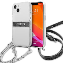 Заредете изображение във визуализатора на галерията – Guess GUHCP13SKC4GBSI iPhone 13 mini 5,4" Transparent hardcase 4G Grey Strap Silver Chain - TopMag
