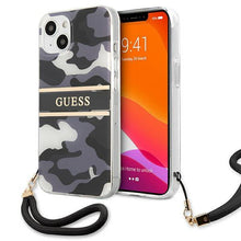 Заредете изображение във визуализатора на галерията – Guess GUHCP13SKCABBK iPhone 13 mini 5,4" czarny/black hardcase Camo Strap Collection - TopMag
