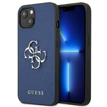 Заредете изображение във визуализатора на галерията – Guess GUHCP13SSA4GSBL iPhone 13 mini 5,4" niebieski/blue hardcase Saffiano 4G Metal Logo - TopMag
