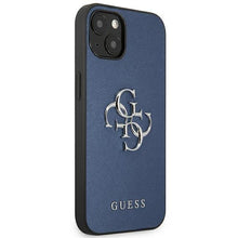 Заредете изображение във визуализатора на галерията – Guess GUHCP13SSA4GSBL iPhone 13 mini 5,4" niebieski/blue hardcase Saffiano 4G Metal Logo - TopMag
