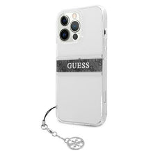 Заредете изображение във визуализатора на галерията – Guess GUHCP13XKB4GGR iPhone 13 Pro Max 6,7" Transparent hardcase 4G Grey Strap Charm - TopMag
