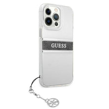 Заредете изображение във визуализатора на галерията – Guess GUHCP13XKB4GGR iPhone 13 Pro Max 6,7" Transparent hardcase 4G Grey Strap Charm - TopMag

