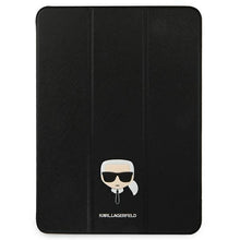 Заредете изображение във визуализатора на галерията – Karl Lagerfeld KLFC12OKHK iPad 12.9" Pro 2021 Book Cover czarny/black Saffiano Karl Head - TopMag
