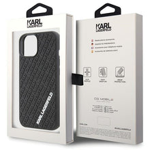 Заредете изображение във визуализатора на галерията – Original Pouch KARL LAGERFELD hardcase 3D Rubber Multi Logo KLHCP15S3DMKRLK for Iphone 15 Black
