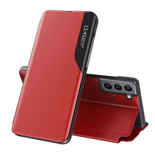 Eco Leather View Case elegant case with a flip cover and stand function for Samsung Galaxy S22 + (S22 Plus) red - TopMag
