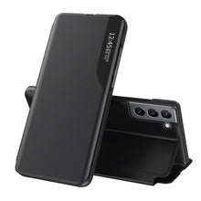 Заредете изображение във визуализатора на галерията – Eco Leather View Case an elegant case with a flip cover and stand function for Samsung Galaxy S22 black - TopMag

