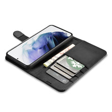 Заредете изображение във визуализатора на галерията – iCarer Haitang Leather Wallet Case Leather Case for Samsung Galaxy S22 + (S22 Plus) Wallet Housing Cover Black (AKSM05BK) - TopMag
