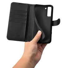 Заредете изображение във визуализатора на галерията – iCarer Haitang Leather Wallet Case Leather Case for Samsung Galaxy S22 + (S22 Plus) Wallet Housing Cover Black (AKSM05BK) - TopMag
