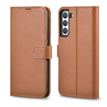 Заредете изображение във визуализатора на галерията – iCarer Haitang Leather Wallet Case Leather Case for Samsung Galaxy S22 + (S22 Plus) Wallet Housing Cover Brown (AKSM05BN) - TopMag

