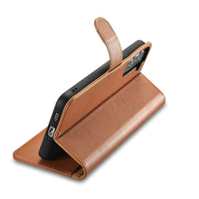 Заредете изображение във визуализатора на галерията – iCarer Haitang Leather Wallet Case Leather Case for Samsung Galaxy S22 + (S22 Plus) Wallet Housing Cover Brown (AKSM05BN) - TopMag

