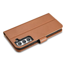 Заредете изображение във визуализатора на галерията – iCarer Haitang Leather Wallet Case Leather Case for Samsung Galaxy S22 + (S22 Plus) Wallet Housing Cover Brown (AKSM05BN) - TopMag
