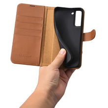 Заредете изображение във визуализатора на галерията – iCarer Haitang Leather Wallet Case Leather Case for Samsung Galaxy S22 + (S22 Plus) Wallet Housing Cover Brown (AKSM05BN) - TopMag

