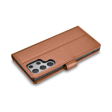 Заредете изображение във визуализатора на галерията – iCarer Haitang Leather Wallet Case Leather Case For Samsung Galaxy S22 Ultra Wallet Housing Cover Brown (AKSM06BN) - TopMag
