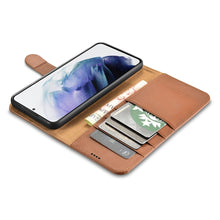 Заредете изображение във визуализатора на галерията – iCarer Haitang Leather Wallet Case Leather Case For Samsung Galaxy S22 Ultra Wallet Housing Cover Brown (AKSM06BN) - TopMag
