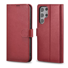 Заредете изображение във визуализатора на галерията – iCarer Haitang Leather Wallet Case Leather Case For Samsung Galaxy S22 Ultra Wallet Housing Cover Red (AKSM06RD) - TopMag
