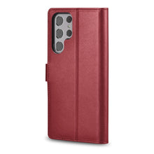 Заредете изображение във визуализатора на галерията – iCarer Haitang Leather Wallet Case Leather Case For Samsung Galaxy S22 Ultra Wallet Housing Cover Red (AKSM06RD) - TopMag
