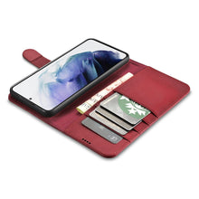 Заредете изображение във визуализатора на галерията – iCarer Haitang Leather Wallet Case Leather Case For Samsung Galaxy S22 Ultra Wallet Housing Cover Red (AKSM06RD) - TopMag
