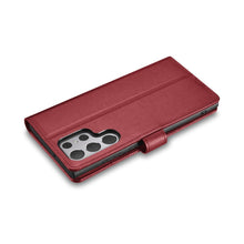 Заредете изображение във визуализатора на галерията – iCarer Haitang Leather Wallet Case Leather Case For Samsung Galaxy S22 Ultra Wallet Housing Cover Red (AKSM06RD) - TopMag

