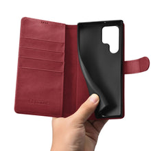 Заредете изображение във визуализатора на галерията – iCarer Haitang Leather Wallet Case Leather Case For Samsung Galaxy S22 Ultra Wallet Housing Cover Red (AKSM06RD) - TopMag

