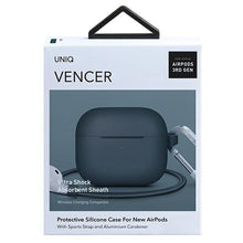 Заредете изображение във визуализатора на галерията – UNIQ etui Vencer AirPods 3 gen. Silicone niebieski/nautical blue - TopMag

