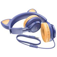 Заредете изображение във визуализатора на галерията – HOCO słuchawki nagłowne z mikrofonem W36 Cat Ear ciemno niebieskie
