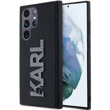 Заредете изображение във визуализатора на галерията – Karl Lagerfeld 3D Rubber Glitter Logo case for Samsung Galaxy S23 Ultra - black
