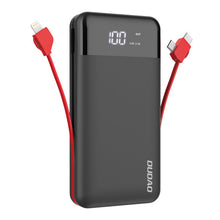 Заредете изображение във визуализатора на галерията – Dudao K1Pro powerbank 20000mAh with built-in cables black (K1Pro-black) - TopMag
