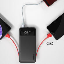 Заредете изображение във визуализатора на галерията – Dudao 2x USB powerbank 10000mAh 2A built-in cable 3in1 Lightning / USB Type C / micro USB 3A white (K1A white) - TopMag
