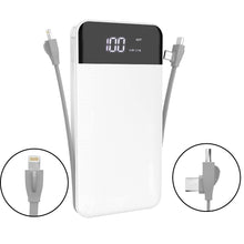 Заредете изображение във визуализатора на галерията – Dudao 2x USB powerbank 10000mAh 2A built-in cable 3in1 Lightning / USB Type C / micro USB 3A white (K1A white) - TopMag
