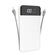 Заредете изображение във визуализатора на галерията – Dudao 2x USB powerbank 10000mAh 2A built-in cable 3in1 Lightning / USB Type C / micro USB 3A white (K1A white) - TopMag
