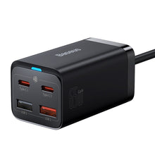 Заредете изображение във визуализатора на галерията – Baseus GaN3 Pro fast GaN charger 2 x USB Type C / 2 x USB 65W PD, QC4.0 +, AFC, PPS + USB Type C - USB Type C cable 1m black (CCGP040101) - TopMag
