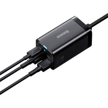 Заредете изображение във визуализатора на галерията – Baseus GaN3 Pro fast GaN charger 2 x USB Type C / 2 x USB 65W PD, QC4.0 +, AFC, PPS + USB Type C - USB Type C cable 1m black (CCGP040101) - TopMag
