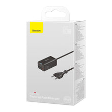 Заредете изображение във визуализатора на галерията – Baseus GaN3 Pro fast GaN charger 2 x USB Type C / 2 x USB 65W PD, QC4.0 +, AFC, PPS + USB Type C - USB Type C cable 1m black (CCGP040101) - TopMag
