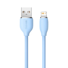 Заредете изображение във визуализатора на галерията – Baseus cable, USB cable - Lightning 2.4A, length 2 m Jelly Liquid Silica Gel - blue - TopMag

